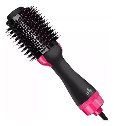 Escova Secadora Alisadora Modeladora 1000w Uso Profissional 110V Cor Preto e Rosa