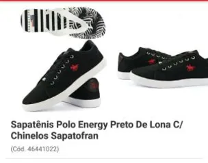 Sapatênis Polo Energy Preto De Lona C/ Chinelos Sapatofran | R$59