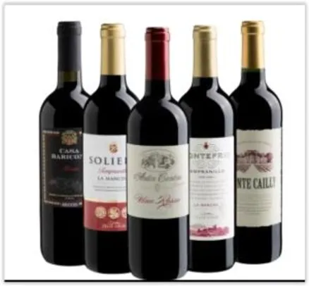 Kit com 5 vinhos(Espanha e Itália) por R$ 123