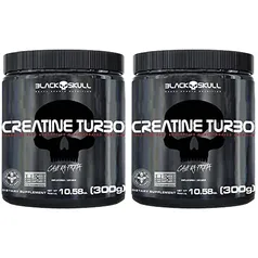 Kit 2X Creatine Turbo Suplemento Alimentar Black Skull 300g Caveira Preta Creatina Monohidratada Sem