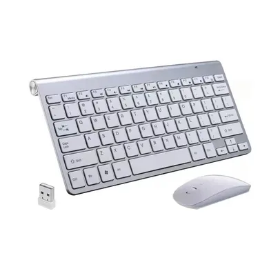 [1ª Compra R$ 44/ Do Brasil] Combo Teclado Com Mouse Adaptador Usb Sem Fio Wb-8066 Pc