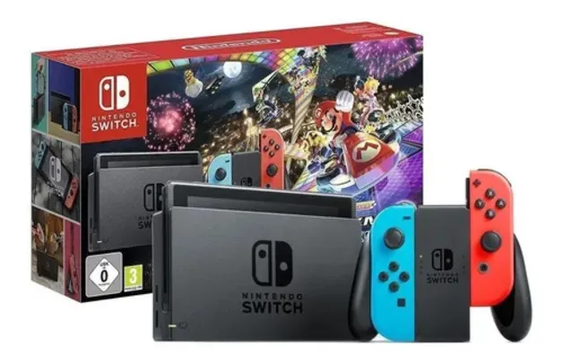 Nintendo Switch 32GB Mario Kart 8 Deluxe cor  vermelho-néon, azul-néon e preto