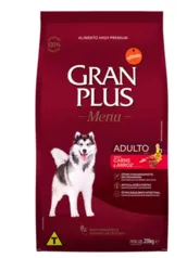 Ração Gran Plus Cães Menu Adultos Carne e Arroz 20kg