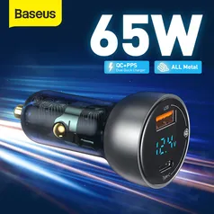 Carregador Veicular Baseus 65W com Carregamento Rápido | R$69