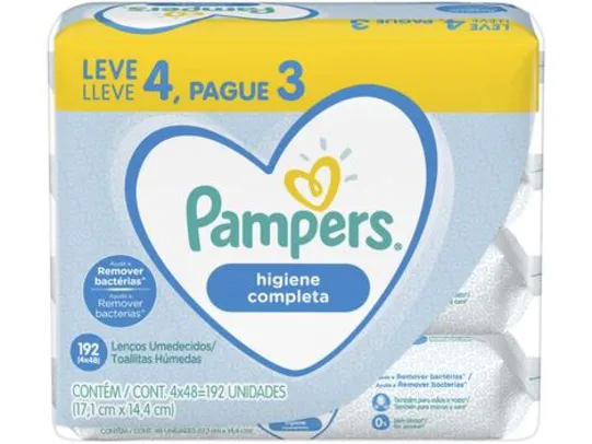 Kit Lenço Umedecido Pampers Higiene Completa - 4 Pacotes 48 Cada -