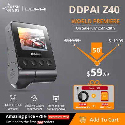 Dash cam Ddpai z40 com GPS | R$339