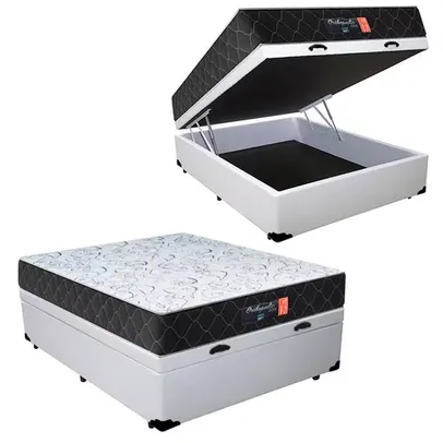 Cama Box Baú Casal + Colchão Espuma D33 Semi Ortopédico Extra Firme Comfort Prime