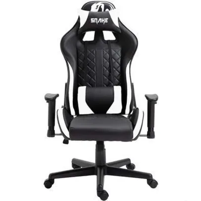 Cadeira Gamer Snake Gaming, Mamba Negra, Reclinável 9183 - Preto e Branco