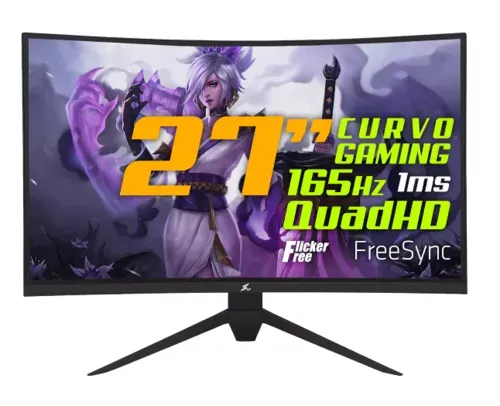 Monitor Gamer SuperFrame Precision, 27 Pol CURVO, Quad HD, FreeSync/G-Sync, 1ms, 165Hz, HDMI/DP, SFP2701G