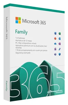 Microsoft 365 Family | Office 365 apps | 1TB na nuvem por usuário | até 6 usuários  Assinatura Anual