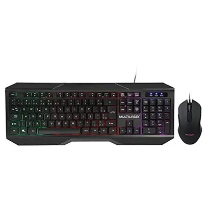 Warrior TC239 Combo Teclado e Mouse Gamer 2400 dpi com Fio e Indicadores de LED Multilaser, Preto