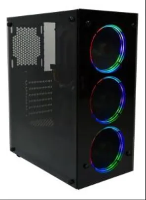 Gabinete Gamer Evus 3 Fans RGB Lateral em Vidro Temperado | R$240