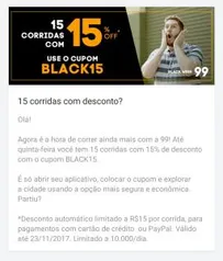 15 corridas com 15% de desconto