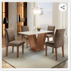 Conjunto Sala de Jantar Mesa Tampo MDF 4 Cadeiras | R$ 764