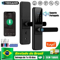 [BR] Fechadura Eletrônica Inteligente Yrhand H01 Tuya com Desbloqueio Biométrico de Impressão digital, Cartão IC, Senha, App e Chave  