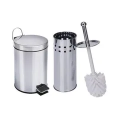 Kit Lixeira aço inox 3 litros + 1 escova Sanitária Travel Max - Healer