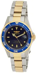 Relógio masculino de quartzo Invicta Pro Diver 37,5 mm, cor de aço e dourado em aço inoxidável, dois tons/azul (modelo: 8935)