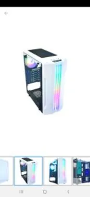Gabinete Gamer K-Mex Bifrost White CG-04Q1 - RGB ATX 5 FANs Branco | R$284