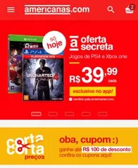 [APP Americanas] Jogos de PS4 e Xbox One por R$40