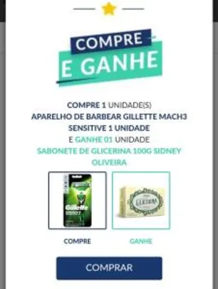 APARELHO DE BARBEAR GILLETTE MACH3 SENSITIVE 1 UNIDADE + Sabonete de brinde | R$14