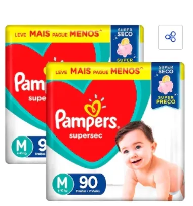 Fralda Pampers Supersec M - 180 Unidades