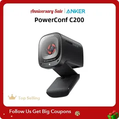 [Taxa inclusa] Webcam Anker Powerconf C200 2K Professional - Campo de visão ajustável e Microfone com ANC