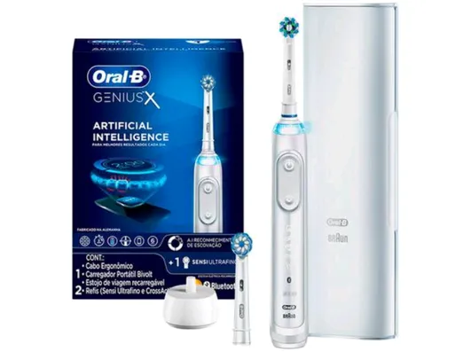 Escova Dental Elétrica Oral-B Genius X com estojo de viagem e 2 refis | R$481