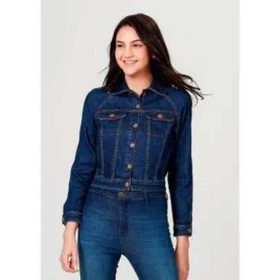 Jaqueta Em Jeans De Algodão Com Bolso Hering Feminina - Azul | R$85
