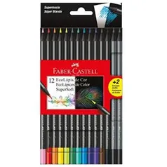 Lápis de Cor, Faber-Castell, EcoLápis Supersoft, 12 Cores + 2 Grafite | R$14