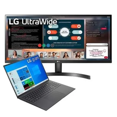 KIT LG - Notebook Gram Intel Core i7-1165G7, 16GB, 256GB SSD, Windows 10 Home + Monitor IPS 29' Ultrawide, HDMI, HDR, FreeSync