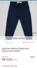 calça de moletom infantil com bolsos azul marinho