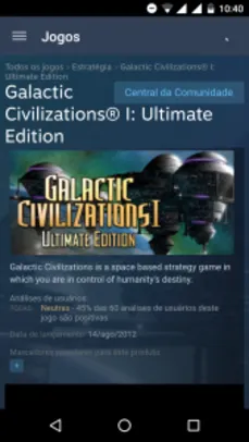 Galatic Civilizations 1 Ultimate Edition por R$ 4
