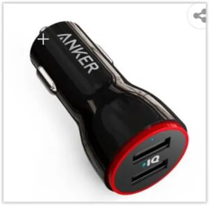 Carregador Veicular Anker PowerDrive com 2 portas USB - Preto | R$ 22