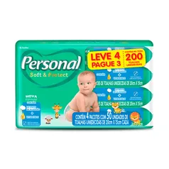 Toalha Umedecida Personal Soft & Protect Leve 4 Pague 3 com 50 Unidades cada