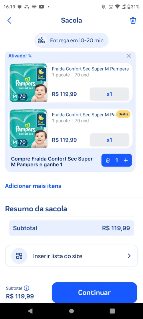 Imagem na descrição da promoção