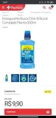 Enxaguante bucal 500 ml Oral B R$10