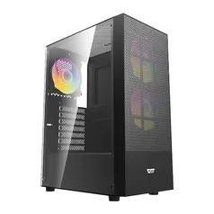 Gabinete Gamer Aigo Darkflash A290 Mesh, ARGB, Mid-Tower, Lateral de Vidro, Com 3 Fans,Preto, A290-MESH-BK-3F