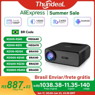 [Armazém BR / SEM TAXA] Projetor TD97Pro Full HD 1920x1080p, roda 4K, com WiFi, Android e Espelhamento de Tela