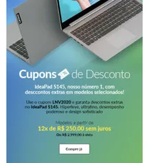 Até R$500 OFF em seleção de notebooks | Lenovo