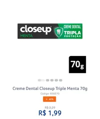 Creme Dental Closeup Triple Menta 70g