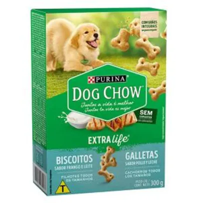 (Recorrencia) NESTLÉ PURINA DOG CHOW Biscoitos para Cães Filhotes Frango e Leite 300g - mínimo 2 | R$6