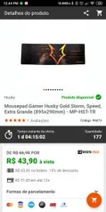 Mousepad Gamer Husky Gold Storm, Speed, Extra Grande - MP-HST-TR | R$44