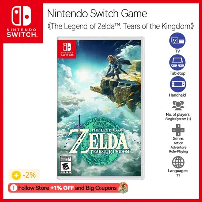 [1ª Compra R$291.16] The Legend of Zelda: Tears of the Kingdom Standard Edition Nintendo Switch Físico