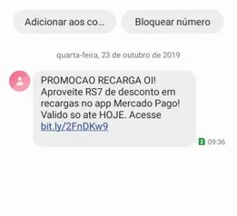 R$ 7 OFF na recarga da OI