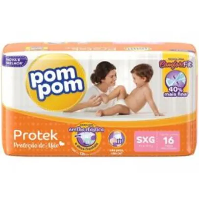 Fralda Pom Pom Protek Proteção de Mãe - SXG - 16 unidades | R$9