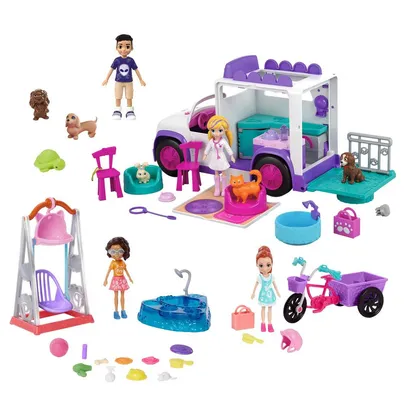 Mini Boneca e Veículo - Polly Pocket -  Aventuras com Animais - Mattel