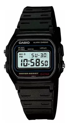 Relogio Casio Masculino Digital Preto/azul Original W-59-1vq Correia Preto Bisel Preto