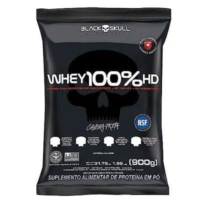 [R$49 Cupom Missão/ Rec] Refil Whey 100% Hd Chocolate 900G, Black Skull