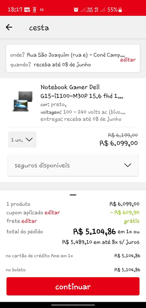 Imagem na descrição da promoção