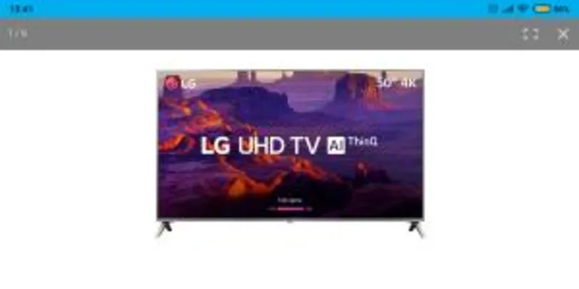 Smart TV LED 50" LG 50UK6510 Ultra HD 4k com Conversor Digital 4 HDMI 2 USB Wi-Fi ThinQ AI WebOS 4.0 60Hz Inteligencia Artificial - R$2499